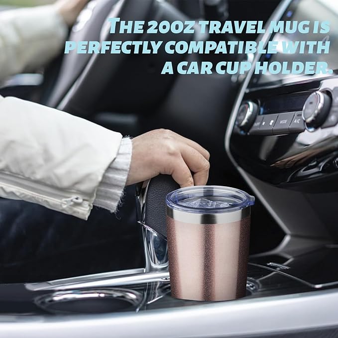 20oz Tumbler with Straw and Brush, Stainless Steel Vacuum Insulated tumbler, Double Wall Insulated Coffee Tumbler for Outdoor, Home, Travel,Office (Rose Gold,4pcs)