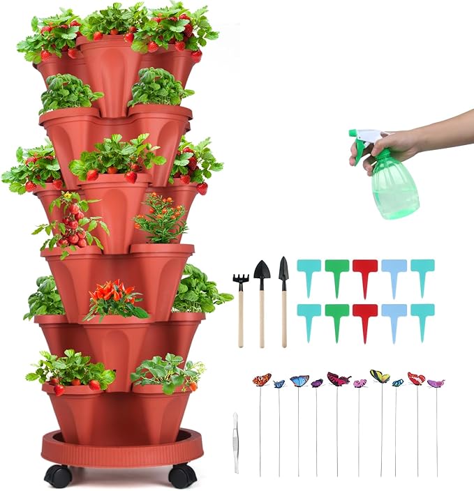 GameXcel Vertical Planter, 6 Tier Stackable Strawberry Planter