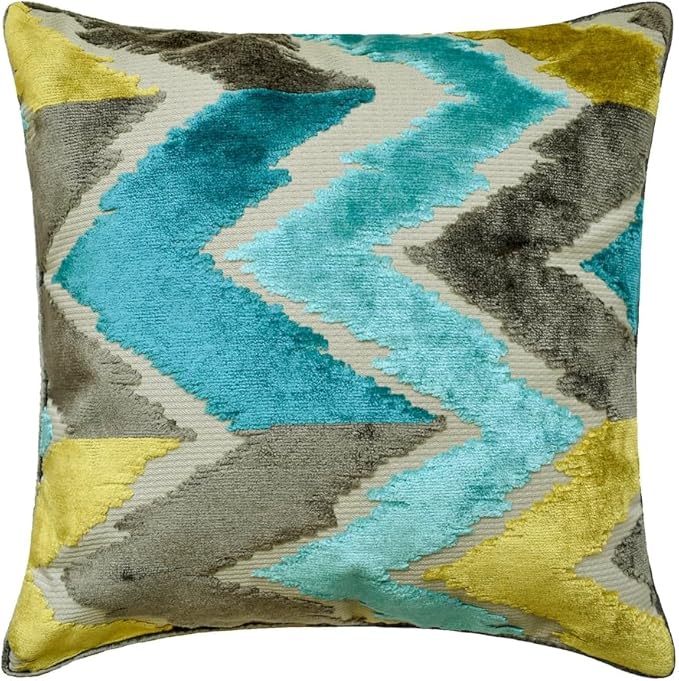 The HomeCentric King/Queen/Twin Blue Decorative King 90"x18" Bed Runner with Two Pillow Cover, Velvet, Peacock Colors & Ombre Bed Scarf on Velvet Fabric - Plume Palatte