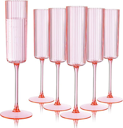 Ciaell 24 Pack Pink Plastic Champagne Flutes