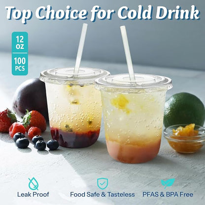 Homestockplus 100 Pack 12 oz BPA-Free Clear Plastic Cups