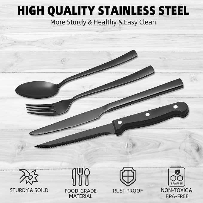 CEKEE 24 Piece Silverware Set for 4