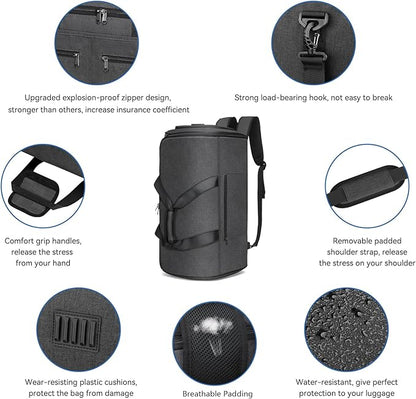 Bukere Garment Bags for Travel, Convertible Carry on Duffel Bag for Men Women, Backpack Straps, Shoe Compartment, 3 in 1 Hanging Dress Suit Bags for Men Women