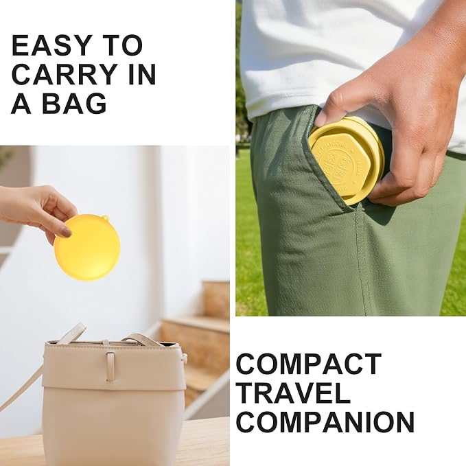 Collapsible Travel Cup with Lid - 6oz Mini Silicone Folding Cup with Stainless