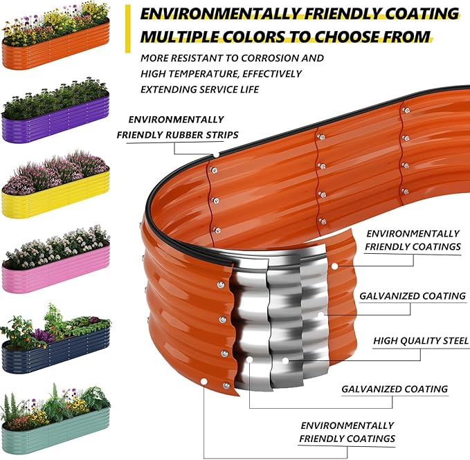 Galvanized Metal Planter Raised Garden Bed Kit