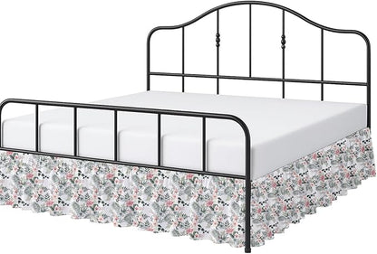 Cottington Lane Ruffled Bed Skirt Queen Size with Split Corner, Brushed Microfiber Hotel Quality Dust Ruffle, 12 Inch Drop Gathered Bedskirt, Soft, Stylish, Shrink & Fade Resistant, Petal Dream