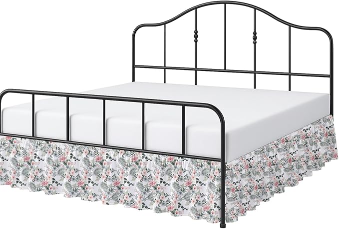 Cottington Lane Ruffled Bed Skirt Twin Size with Split Corner, Brushed Microfiber Hotel Quality Dust Ruffle, 16 Inch Drop Gathered Bedskirt, Soft, Stylish, Shrink & Fade Resistant, Petal Dream