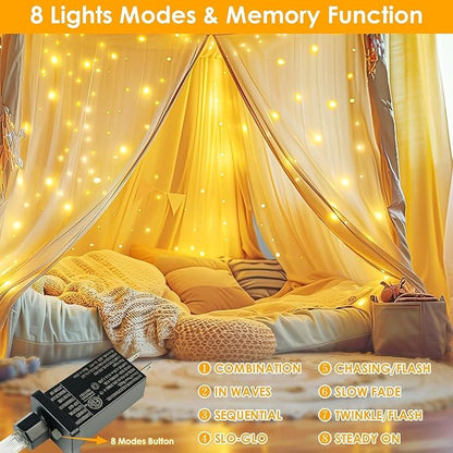 2Pack Each 66Ft 200LED Christmas Fairy Lights Plug in
