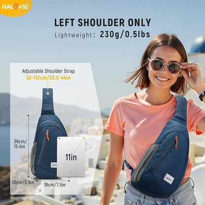 HALOVIE Anti Theft Crossbody Sling Bag RFID Travel Sling Backpack Lightweight Hiking Shoulder Chest Bag for Walking Work