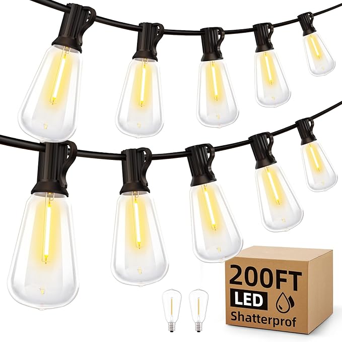 Outdoor String Led Patio Lights - 200Ft 60M Outside Waterproof Light ST38