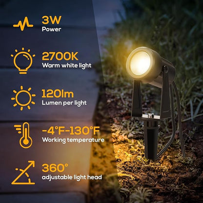 Banord Outdoor Landscape Lighting, 4 Pack Low Voltage Landscape Lighting