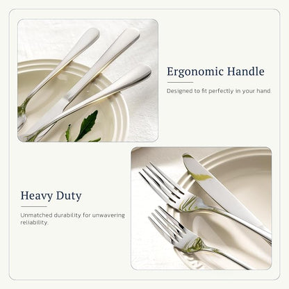 Astercook Silverware Set with Steak Knives 24-Piece Flatware Set