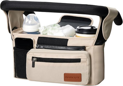 Momcozy Universal Stroller Organizer with Insulated Cup Holder Detachable Phone Bag & Shoulder Strap, Fits for Stroller like Uppababy, Baby Jogger, Britax, BOB, Umbrella and Pet Stroller
