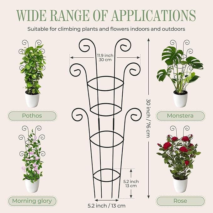 4 Pack 30 Inch Tall Metal Plant Trellis