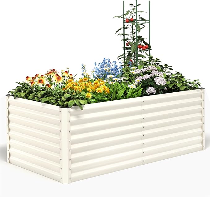 Quictent Galvanized Raised Garden Bed Metal Planter Box Bottomless