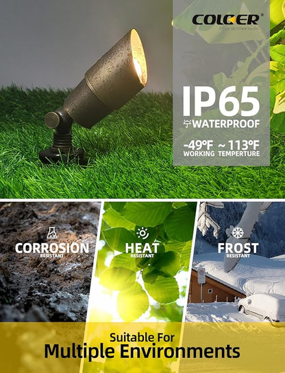 COLOER Brass Landscape Spotlights, 12 Pack Spot Lights Outdoor