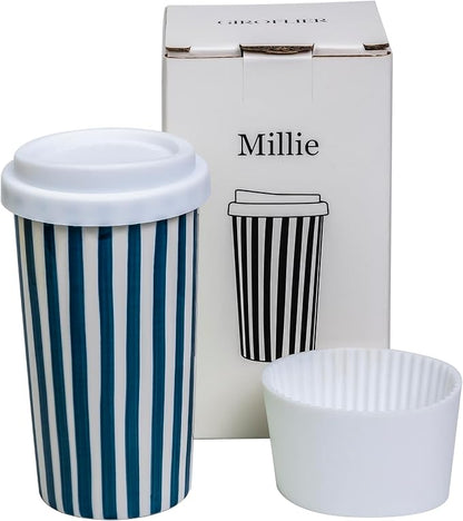 Ceramic Travel Mug with Lid – Cute Aesthetic Coffee Cup