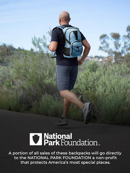National Park Foundation 18L Hydration Backpack with 2 Liter Hydro Water Bladder Bag, Lightweight Daypack for Cycling, Hiking, Running, Climbing, for Men Women Kids