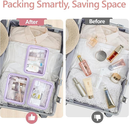 PACKISM TSA Approved Toiletry Bag - Upgrade Color-Edged Clear Makeup Bags, Clear Toiletry Bags For Traveling Fits Various Storage Needs