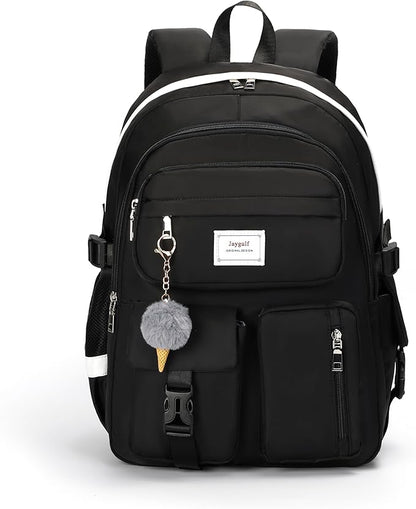 Girls Backpack Stylish Schoolbag Set for College or High Student Laptop Backpack for Women Black