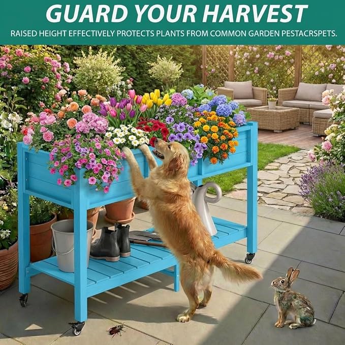 YITAHOME Raised Garden Bed HDPE, Aruba Blue