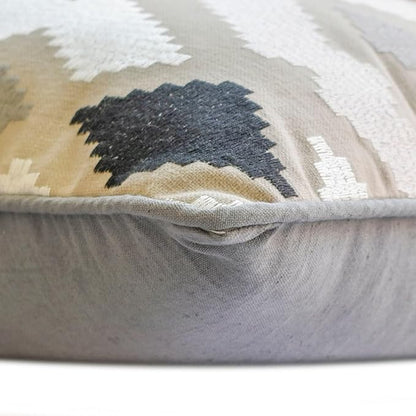 The HomeCentric King/Queen/Twin Beige Decorative Bed Runner CA King 86"x18" Bed Runner with One Pillow Cover, Embroidery,Aztec Bed Scarf on Linen Fabric - Thread Tale