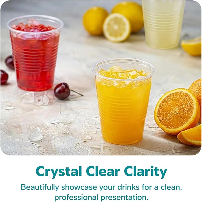 GUSTO Clear Plastic Cups Disposable Cold Drinking Cups