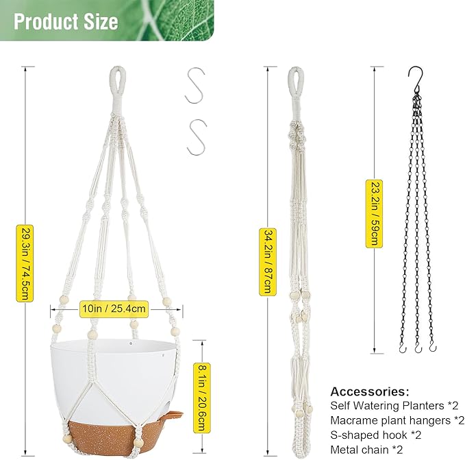 10 inch Self Watering Hanging Planters, 2 Pack Hanging Baskets