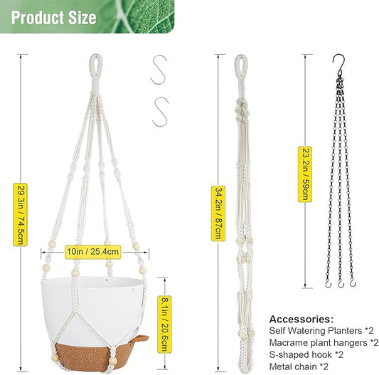 10 inch Self Watering Hanging Planters, 2 Pack Hanging Baskets