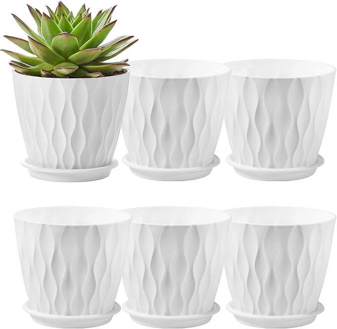 FaithLand 6-Pack 6-Inch Plastic Plant Pots