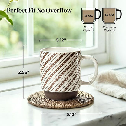 DOWAN Stackable Coffee Mugs, 12 oz Ceramic Coffee Mug Set of 4, Coffee Cups