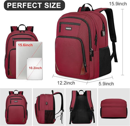 Red Backpack for School, School BackPack for Teens, Boys and Girls, with 15.6 inch Laptop Bookbag for College High School, Large Computer Back Pack with Compartments for Men & Women