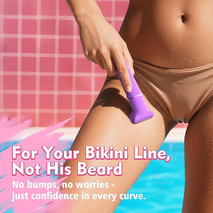 Electric Shaver for Women - Cordless Dermave Bikini Trimmer for Lady's Beauty, Painless Facial Hair Removal Device with Low Noise, Detachable Head, Fast Charging, 2025 Beach Vacation Essentials