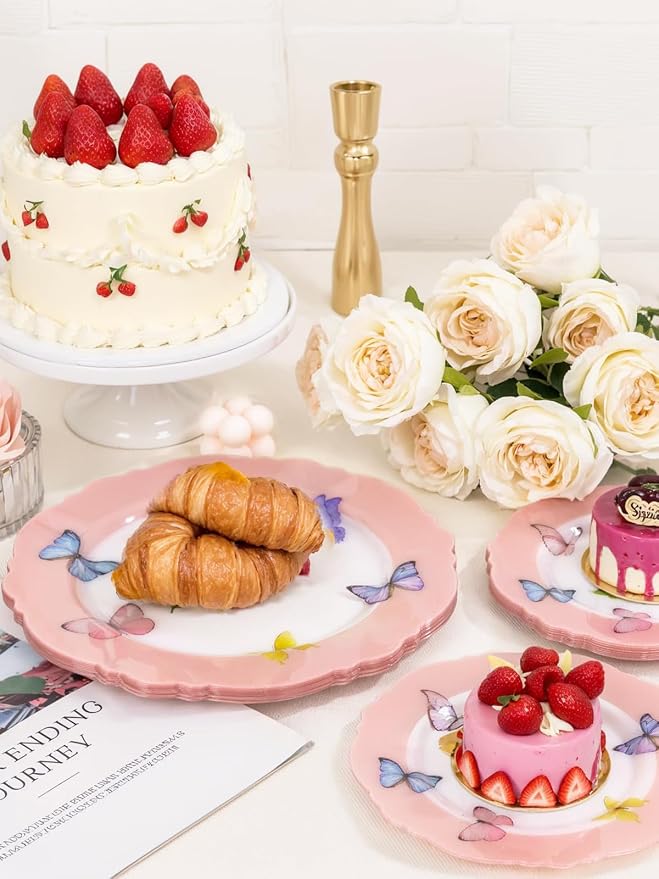 20PCS Pink Butterfly Plates