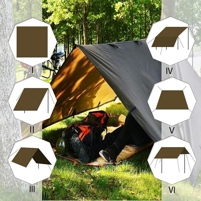 KALINCO Tent Tarp, Picnic Mat Camping Tarp Tent Hammock Tarp, pu Waterproof Camping tarp Tent Rain Fly Picnic Mat Survival Shelter Sunshade
