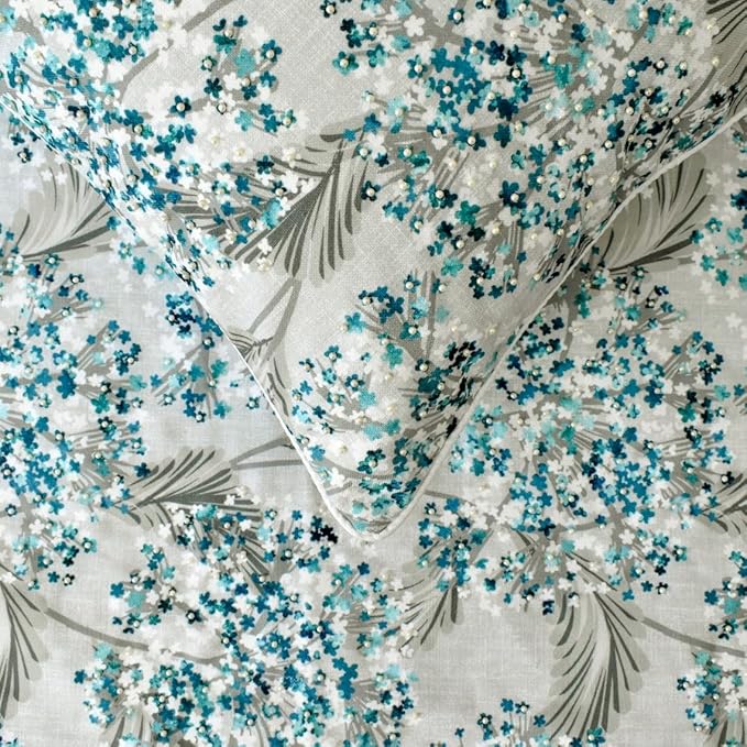 The HomeCentric King/Queen/Twin Blue Decorative Full 68"x18" Bed Runner Without Pillow Cover, Cotton & Pearl Embroidery Bed Scarf on Cotton Fabric - Blue Star Fauna