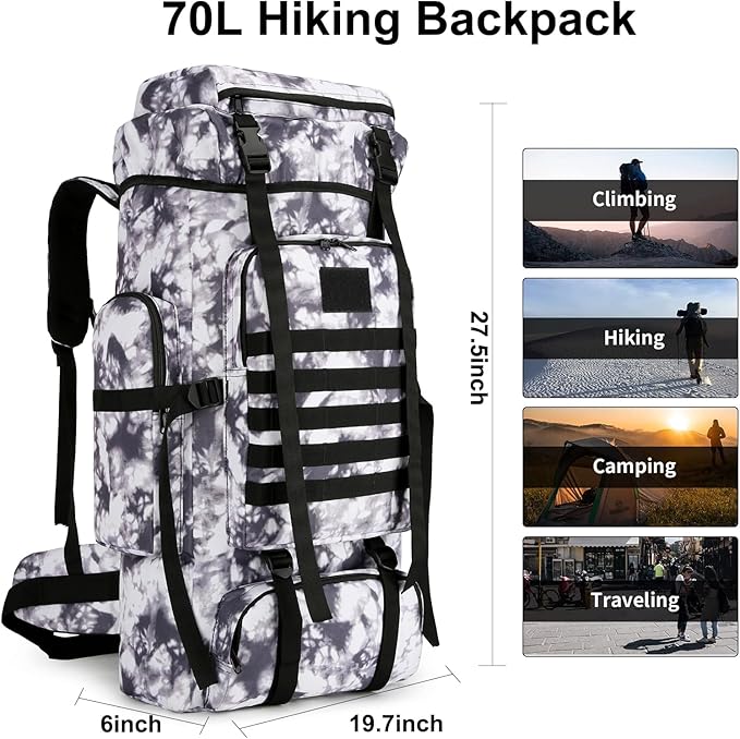 Hiking Backpack for Men 70L/100L Camping Backpack Military Rucksack Molle 3 Days Assault Pack for Climbing