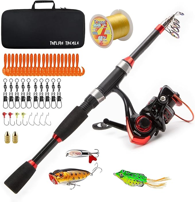 Collapsible Fishing Rod and Reel Combo, BalanZze Telescopic Fishing Rod with Spinning Reel, Portable Collapsible Fishing Pole Kit for Saltwater and Freshwater
