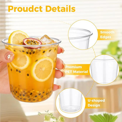 KesaPlan 200 Pcs 12oz Plastic Clear Cups, Disposable Wine Cocktail Glasses |