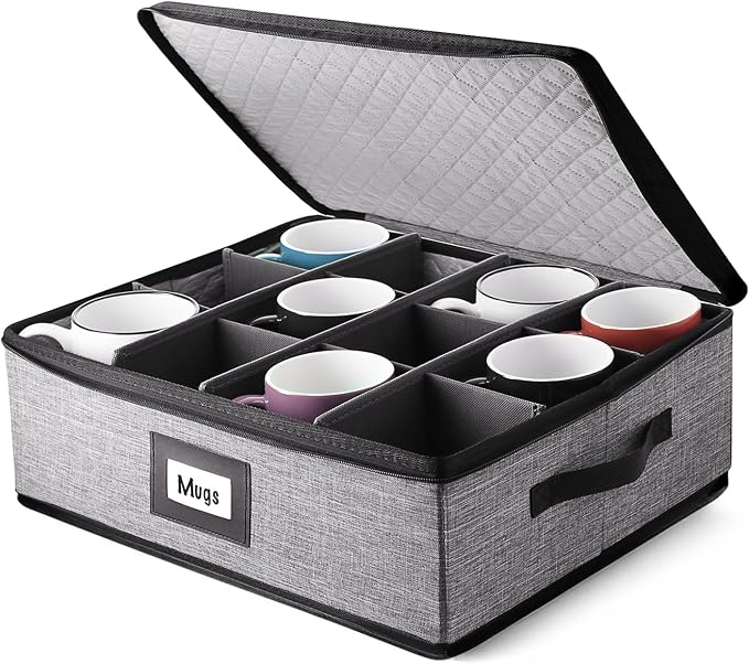 Hearth & Harbor Coffee Mug Storage, Quilted and Stackable Coffee Cup Storage
