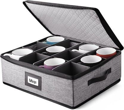 Hearth & Harbor Coffee Mug Storage, Quilted and Stackable Coffee Cup Storage