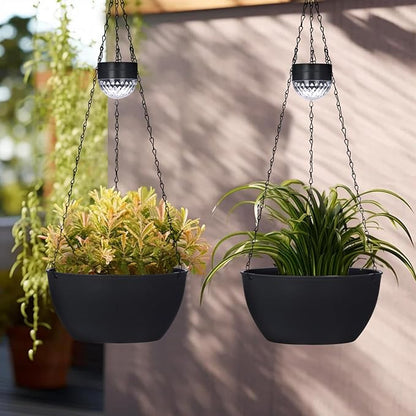 BAYN 2 Packs Solar Hanging Basket Planters