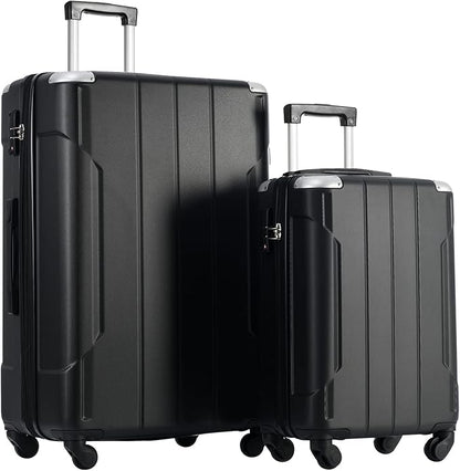 Merax Luggage Sets of 2 Suitcases With Wheels, Expandable and Lightweight, TSA Lock, Hardside Spinner Carry On Luggage (20 28 inch Black)