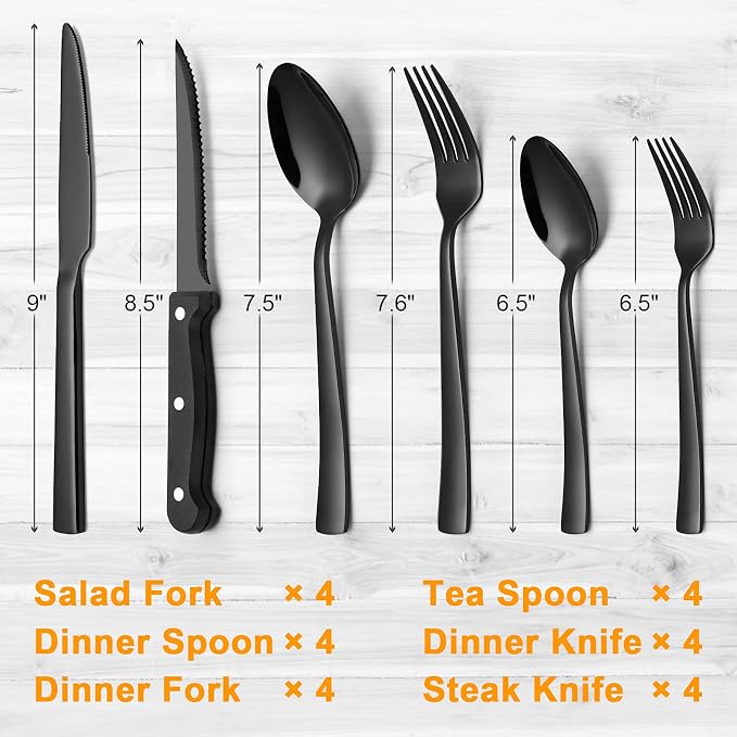 CEKEE 24 Piece Silverware Set for 4
