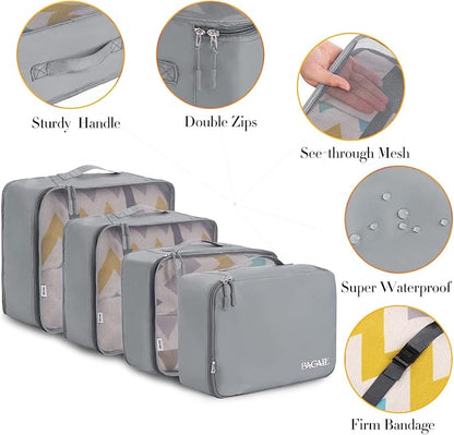BAGAIL 8 Set Packing Cubes Luggage Packing Organizers for Travel Accessories-Pewter Color