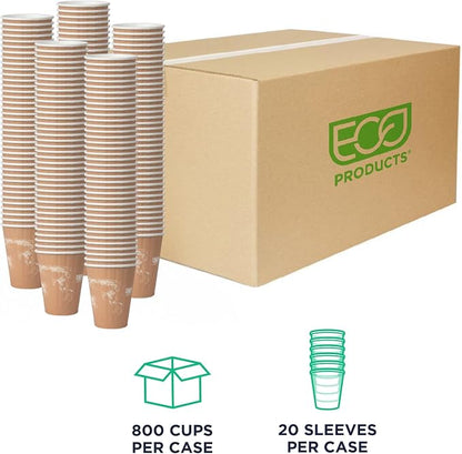 ECO PRODUCTS Compostable Disposable Insulated World Art 8oz Coffee Cups