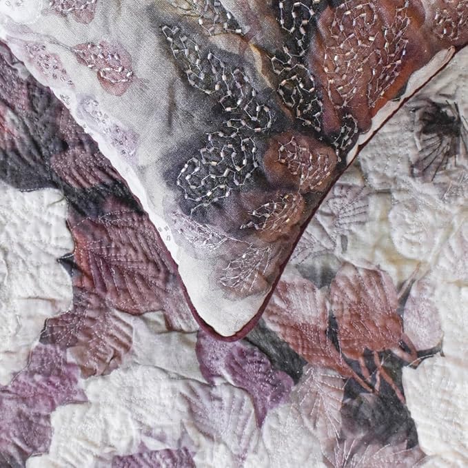 The HomeCentric King/Queen/Twin Purple Decorative Twin 53"x18" Bed Runner Without Pillow Cover, Floral, Roses, Bead Embroidery & Handmade Bed Scarf on Jacquard Fabric - Wood Rose