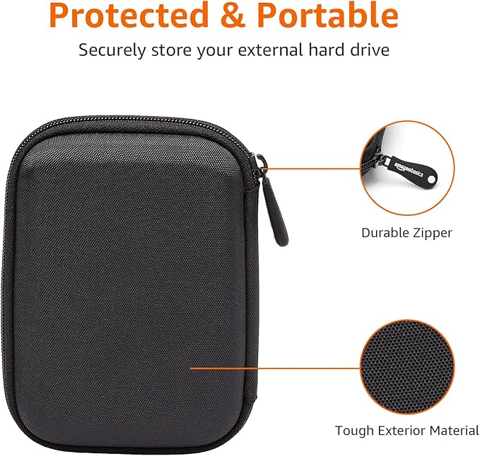 Amazon Basics External Hard Drive Portable Carrying Case, Black