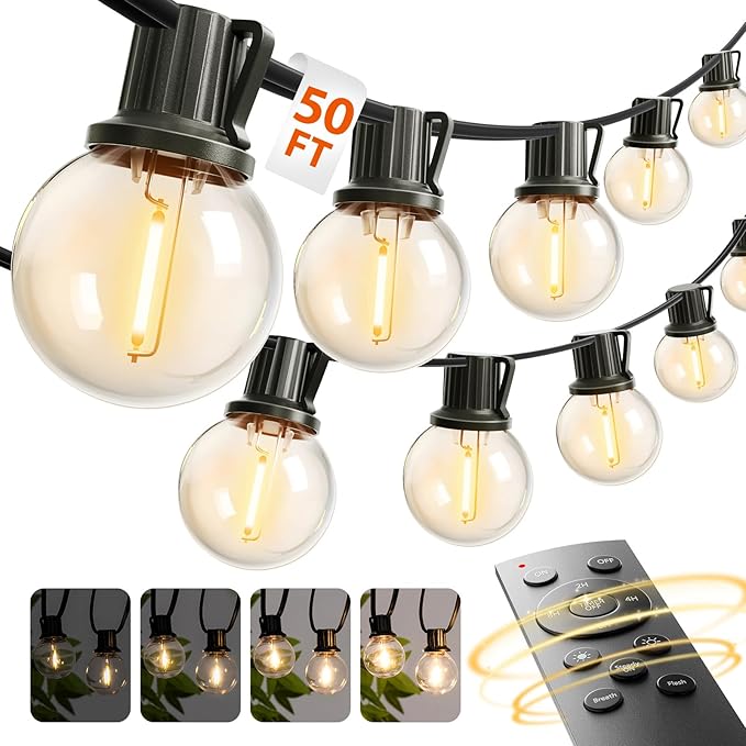 addlon Outdoor String Lights 50FT G40