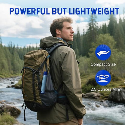 Greeshow Portable Water Filter Straw, Personal Water Filtration System, Replaceable Filter Cartridge, Outdoor Water Purifier Emergency Survival Gear for Hiking Camping Backpacking, GS-28H1, 3 Pack